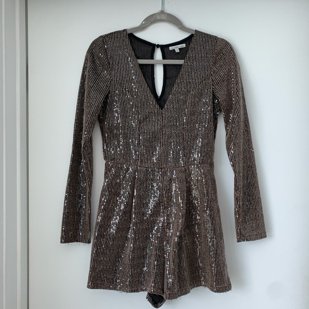 Brown/bronze sequence romper. Size M. Worn once.